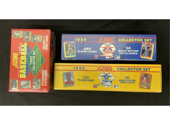 3 Score Baseball Complete Sealed Sets! 1989, 1990, 1992