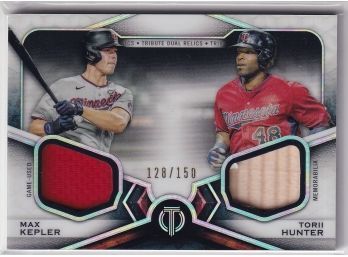 2021 Topps Tribute Dual Relics Max Kepler & Torii Hunter Player Used Material Card 128/150