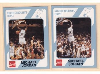 2 1989 Coca Cola Collegiate Collection Michael Jordan Cards