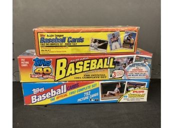 3 Topps Baseball Complete Sealed Sets! 1991, 1992, 1995