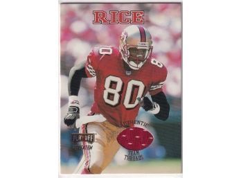 1998 Playoff Momentum Jerry Rice Authentic Team Threads Player Worn Material Card
