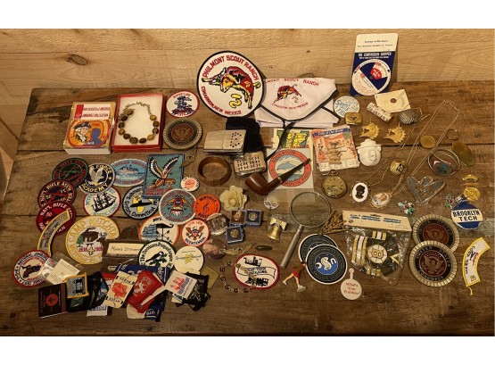 MASSIVE Junk Drawer Lot Patches, Watch, Boy Scout Jewelry And Much Much More