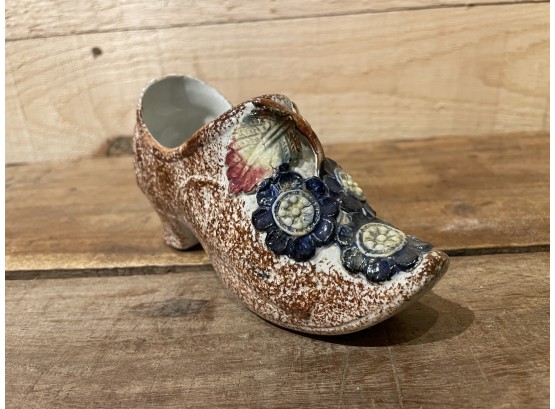 Antique Majolica Style Shoe Slipper