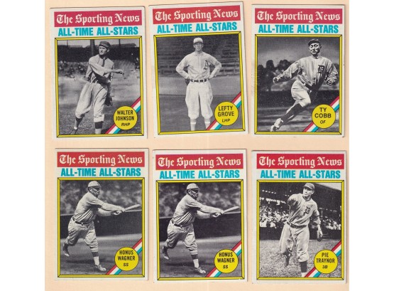 6 1976 Topps All-Time All-Stars Baseball Cards