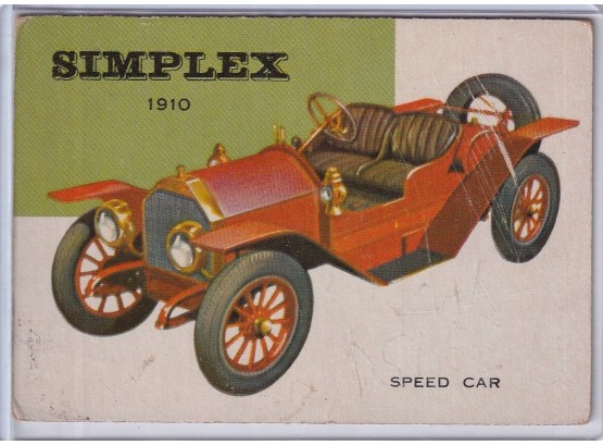 1954 Topps Wheels Of The World #29 1910 Simplex Speed