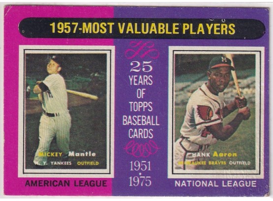 1975 Topps 1957 Most Valuable Players Mickey Mantle & Hank Aaron