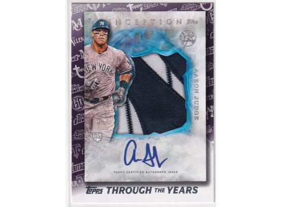 2021 Topps Through The Years Aaron Judge 2017 Inception Autograph Jumbo Patch Rookie Card Reprint