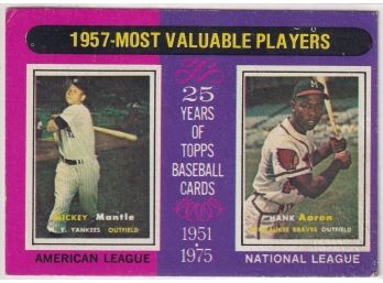 1975 Topps 1957 Most Valuable Players Mickey Mantle & Hank Aaron