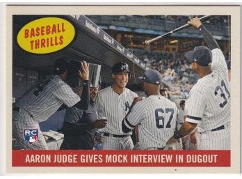 2017 Topps Aaron Judge Gives Mock Interview In Dugout Baseball Thrills Rookie Card