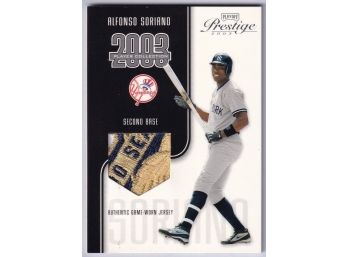 2003 Playoff Prestige Alfonso Soriano Authentic Game-Worn Jersey Patch Numbered 062/325