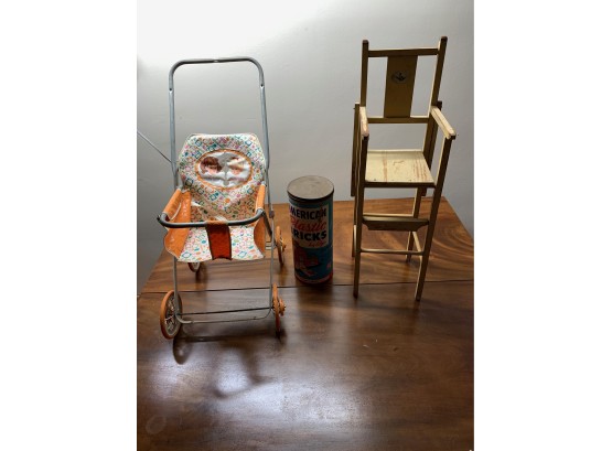 Doll Stroller, Chair And Toy