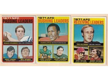 1972 Topps Football Card Leaders Lot With Roger Staubach Rookie