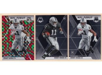 2020 Panini Mosaic (3) Card Henry Ruggs Rookie Lot W/ Red, Green Reactive