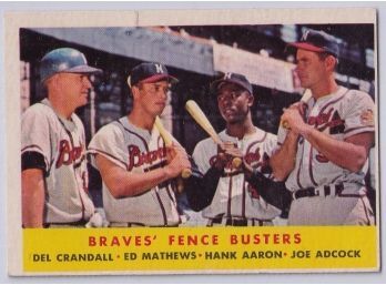 1958 Topps #351 Braves Fence Busters W/ Hank Aaron & Ed Mathews
