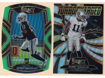 2020 Panini Select (2) Card Henry Ruggs Rookie Lot W/ Green Club Level & Silver