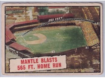 1961 Topps Mickey Mantle Blasts 565 Ft. Home Run