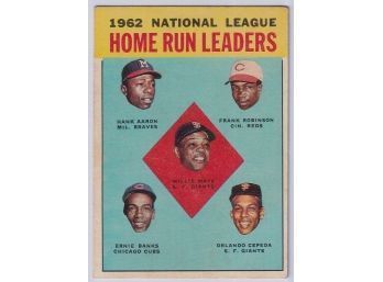 1963 Topps #3 N.L Home Run Leaders W/ Hank Aaron, Willie Mays & Ernie Banks