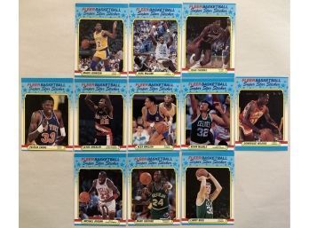 1988 Fleer Basketball Super Stars Stickers Complete Set (11/11) W/ Michael Jordan