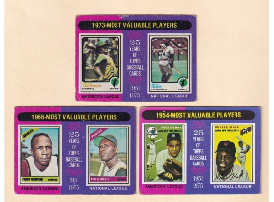 3 1975 Topps Baseball MVP Cards
