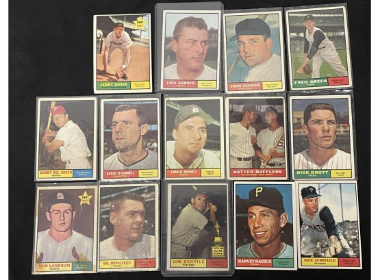 14 1961 Topps Baseball Cards Adair & Landrum Rookies!