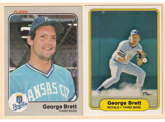 2 Early 80's George Brett Baseball Cards
