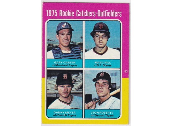 1975 Topps Rookie Catchers-Outfielders Carter, Hill, Meyer, Roberts