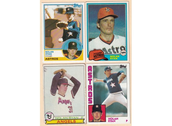 4 Vintage Nolan Ryan Baseball Cards