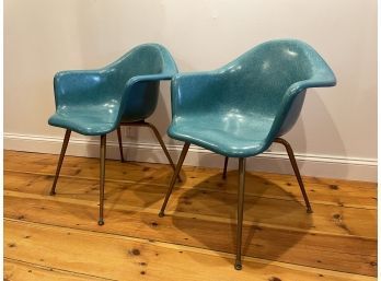 Pair Of Turqoise Mid Century Chromcraft Shell Chairs (1)