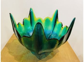 MCM Spiked Glass Bowl In Beautiful Vibrant Blended Colors - LARGE