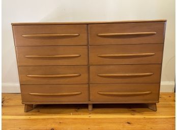 Heywood Wakefield Streamlined Moderne Blonde Birch 8 Drawer Dresser 1950s