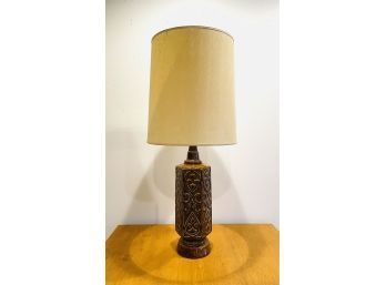 Mid Century Pottery Lamp In Brown