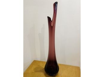 Beautiful Vintage Mid Century Modern Amethyst Purple Swung Stretch Vase