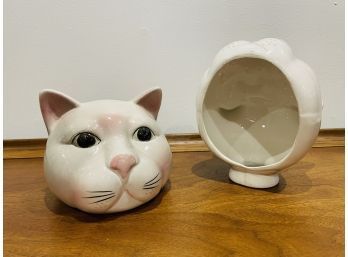 Vintage Cat Hand Painted Porcelain Ceramic Light Shades