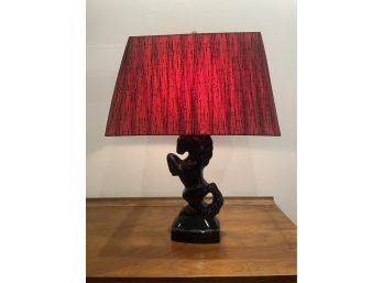 Vintage Horse Table Lamp With Original Shade