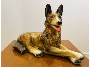 Vintage Chalkware Shephard Dog Statue