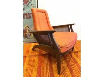 Adrian Pearsall Style Mid Century Orange And Walnut Lounge Chair