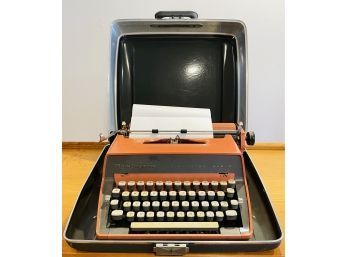 1960 Salmon Pink Remington Quiet-Riter Eleven Portable Manual Typewriter With Carrying Case