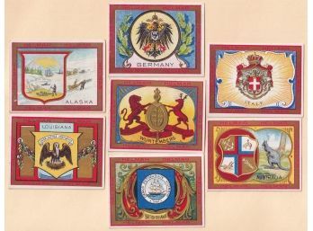 Lot Of 7 1910 HELMAR CARDS STATE & Nation SEALS