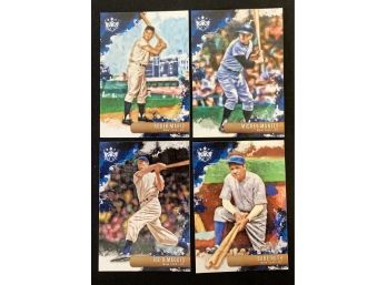 4 Panini Diamond Kings Throwback Baseball Cards- DiMaggio, Maris, Mantle, Ruth