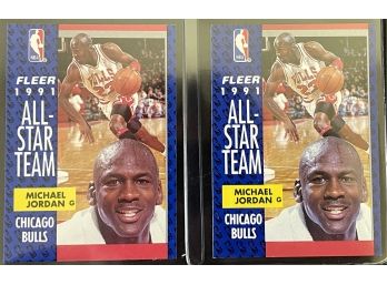2 1991 Fleer Michael Jordan All-Star Team Cards