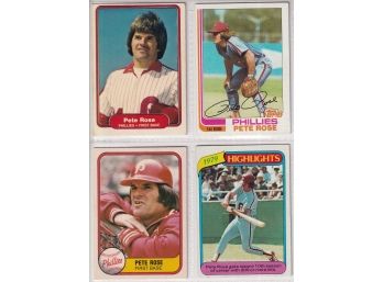 4 Vintage Pete Rose Baseball Cards