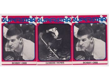 3 1982 Superstar Hockey Cards- Orr & Howe