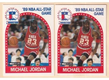 2 1989 Hoops '89 NBA All-Star Game Michael Jordan Cards