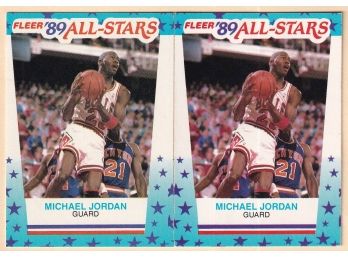 2 1989 Fleer All Stars Michael Jordan Sticker Cards