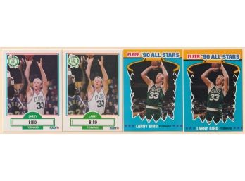 4 1990 Fleer Larry Bird Basketball Cards