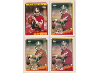 4 1988 Topps Joe Montana Football Cards