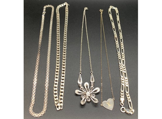 Estate Fresh Lot Of Sterling Silver Necklaces