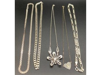 Estate Fresh Lot Of Sterling Silver Necklaces