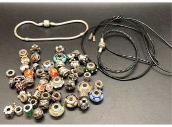 Large Lot Of Silver Pandora Beads And Bracelets