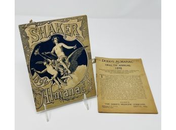 Shaker Almanac 1892 Paired With Dodds Almanac 1898
